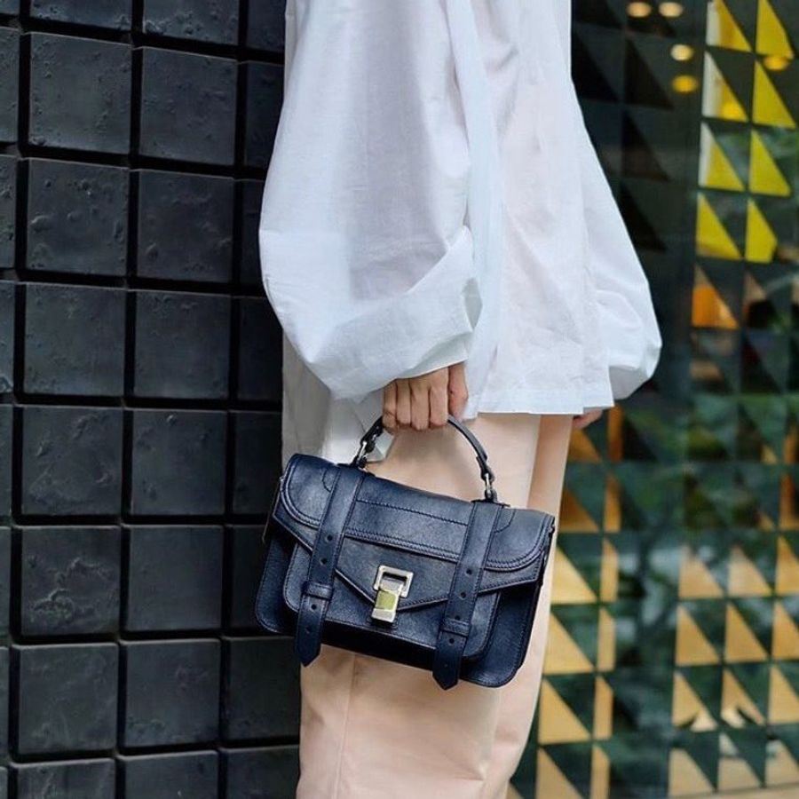 Proenza Schouler H00091小羊皮 PS1 Tiny 包 深藍色-0