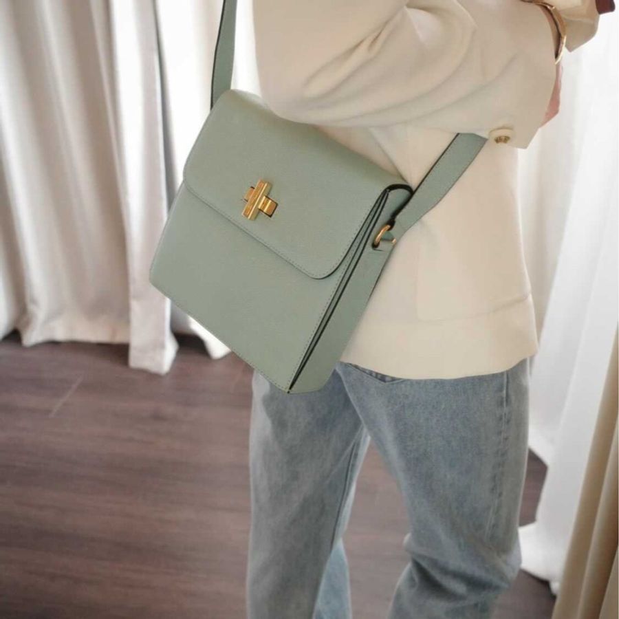 CELINE 罕見*古董十字旋轉釦方包-4