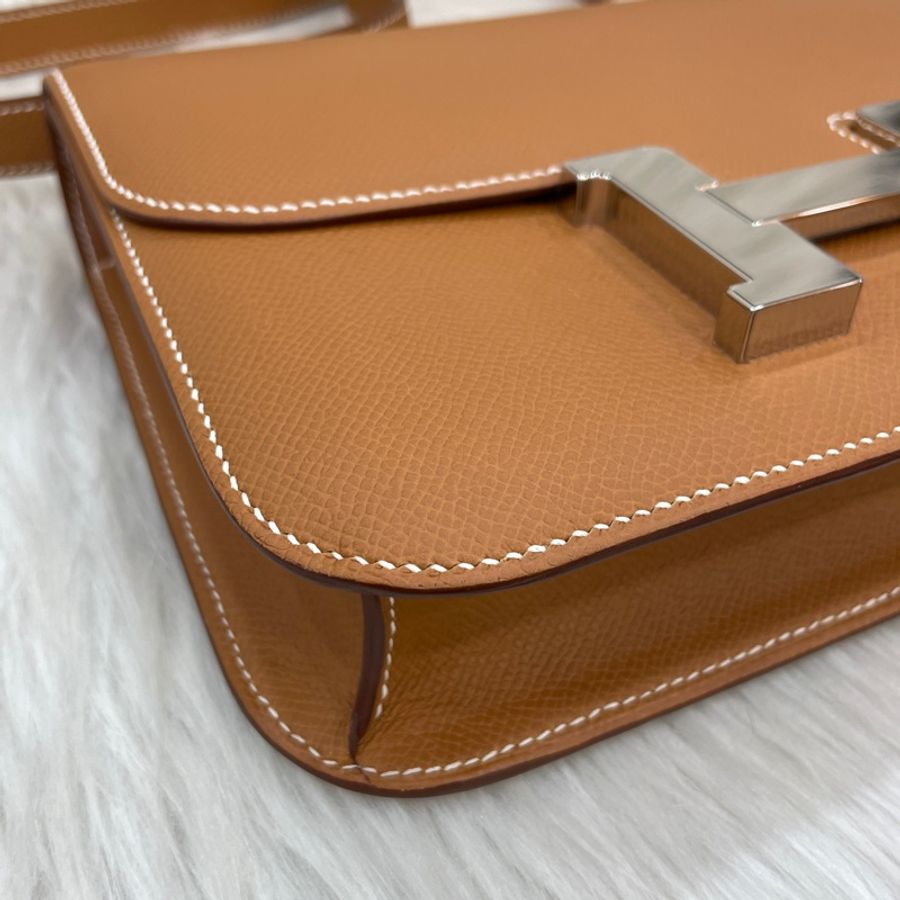 Hermes 37金棕Epsom皮銀釦康康Constance 1-24 U刻-5