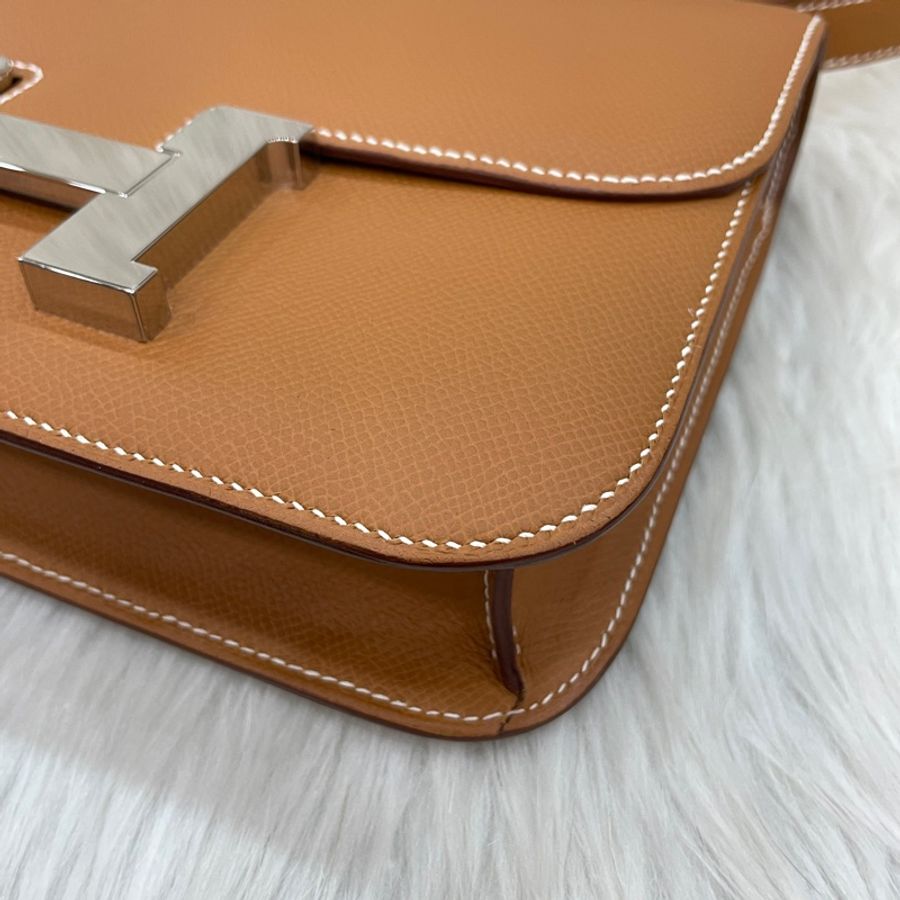 Hermes 37金棕Epsom皮銀釦康康Constance 1-24 U刻-6