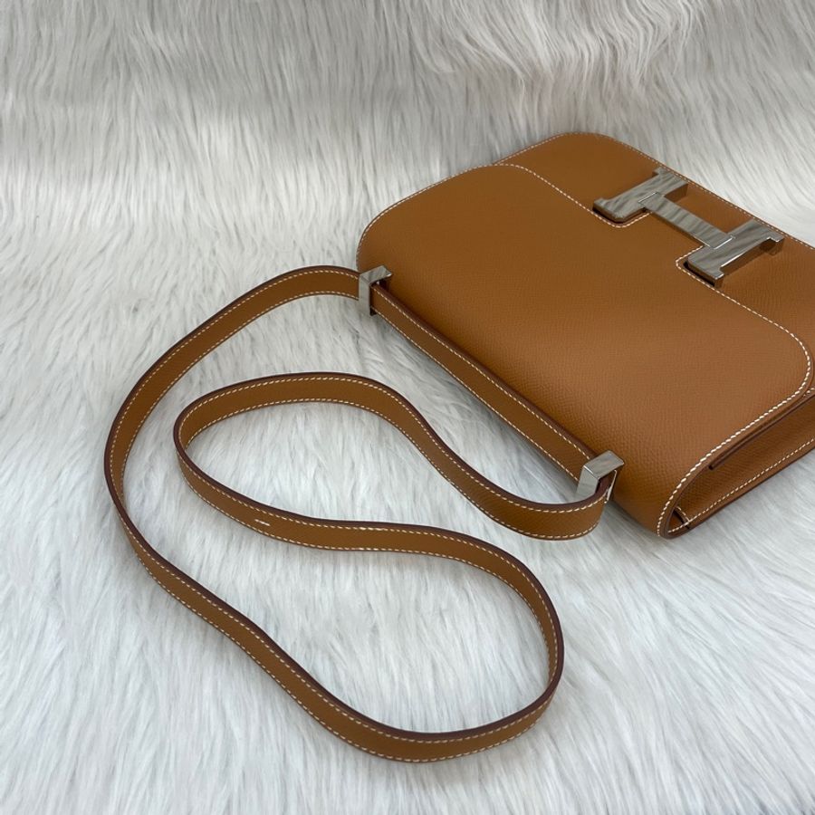 Hermes 37金棕Epsom皮銀釦康康Constance 1-24 U刻-10