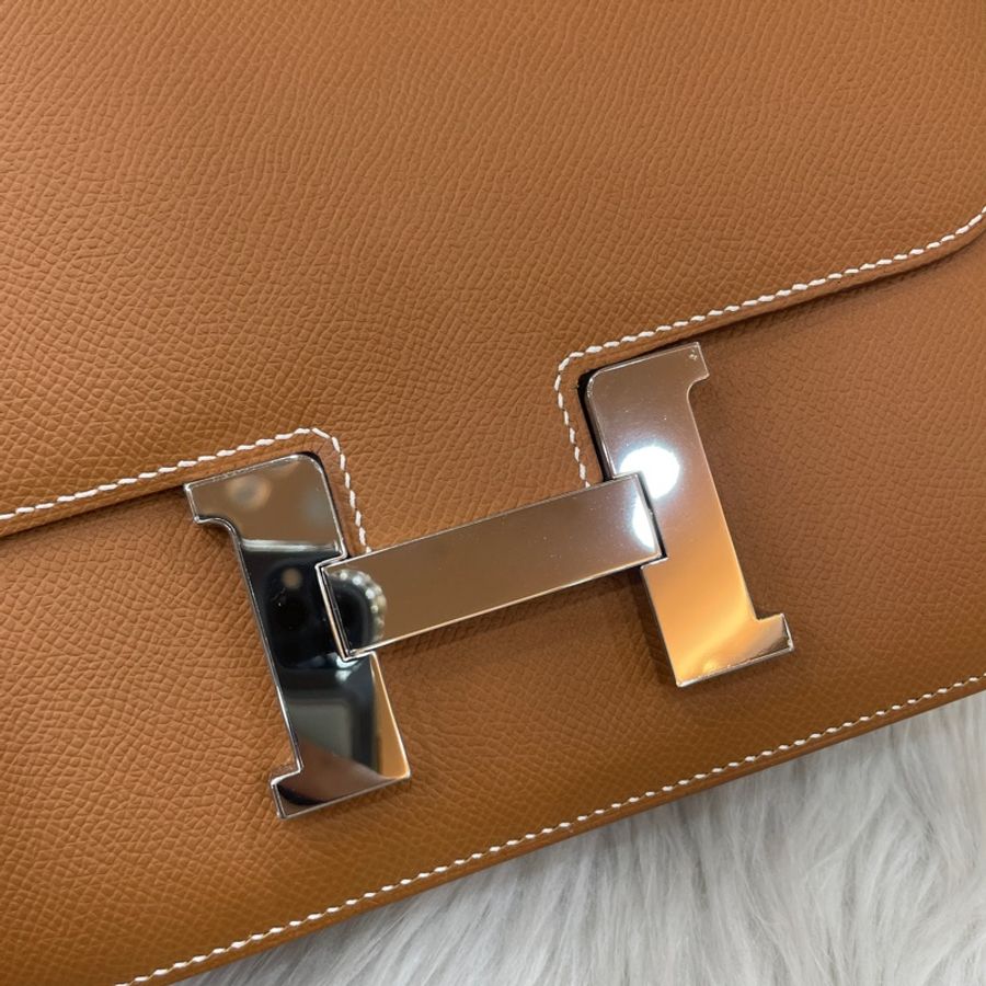 Hermes 37金棕Epsom皮銀釦康康Constance 1-24 U刻-13