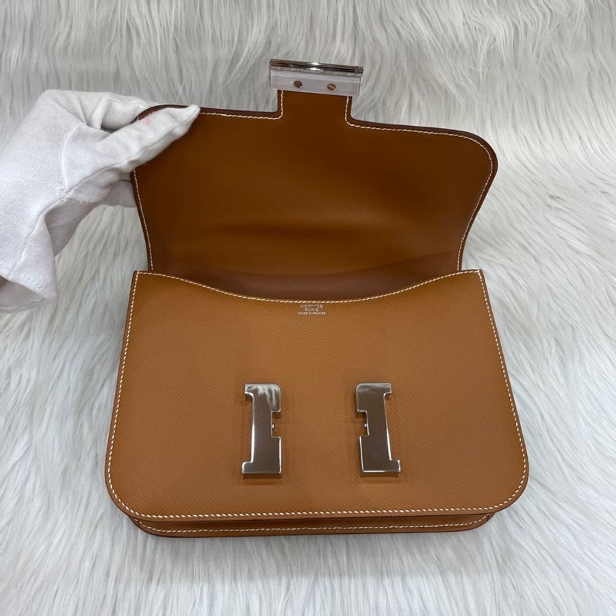 Hermes 37金棕Epsom皮銀釦康康Constance 1-24 U刻-15