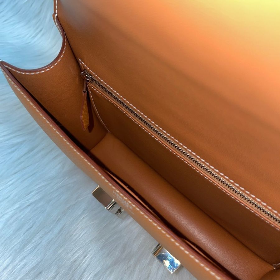 Hermes 37金棕Epsom皮銀釦康康Constance 1-24 U刻-22