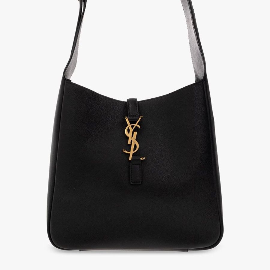 Saint Laurent LE 5 A 7 YSL 柔軟粒面皮革小款Hobo包    黑色-4