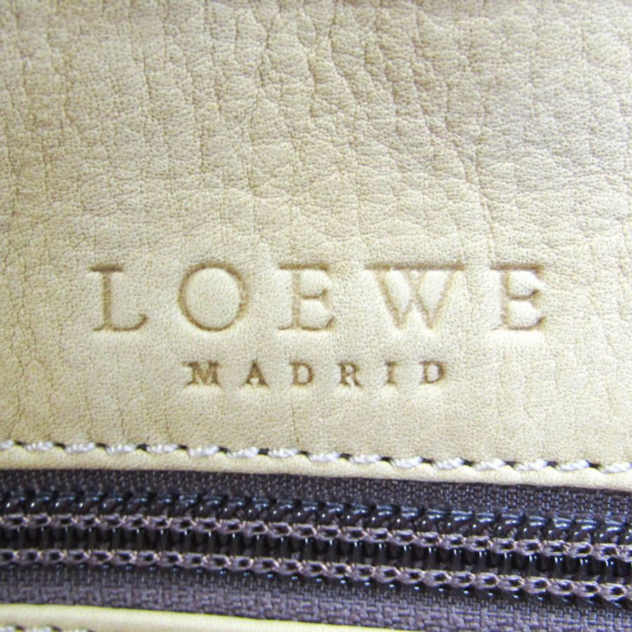 【日本直送】Loewe Amazona 32 女式皮革、麂皮手提包米色、深棕色-10