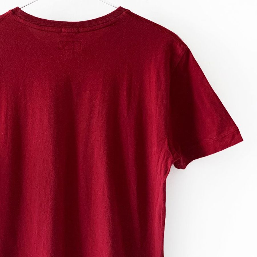 ARMANI JEANS 個性紅色圓領短袖T-Shirt 白色英文字 LOGO圖案 100%純棉 設計短T【壽司羊羊】二手衣-7