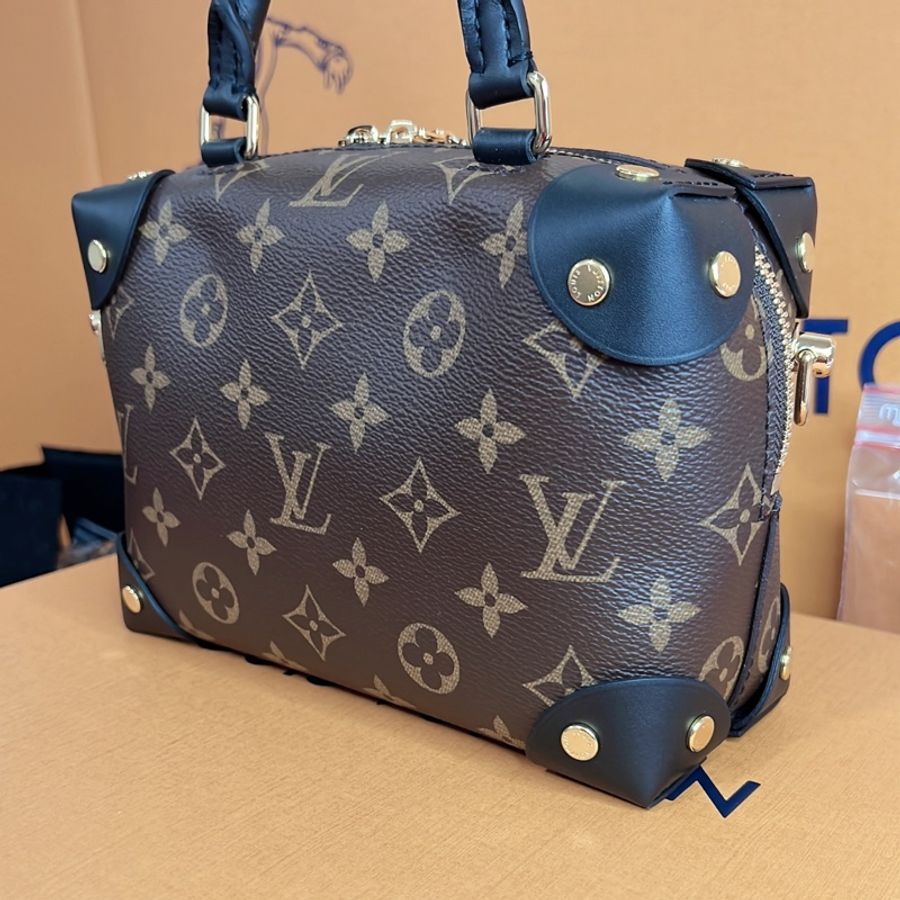 LV M45571 PETITE MALLE SOUPLE 經典花紋拼接手提兩用包.黑邊-11