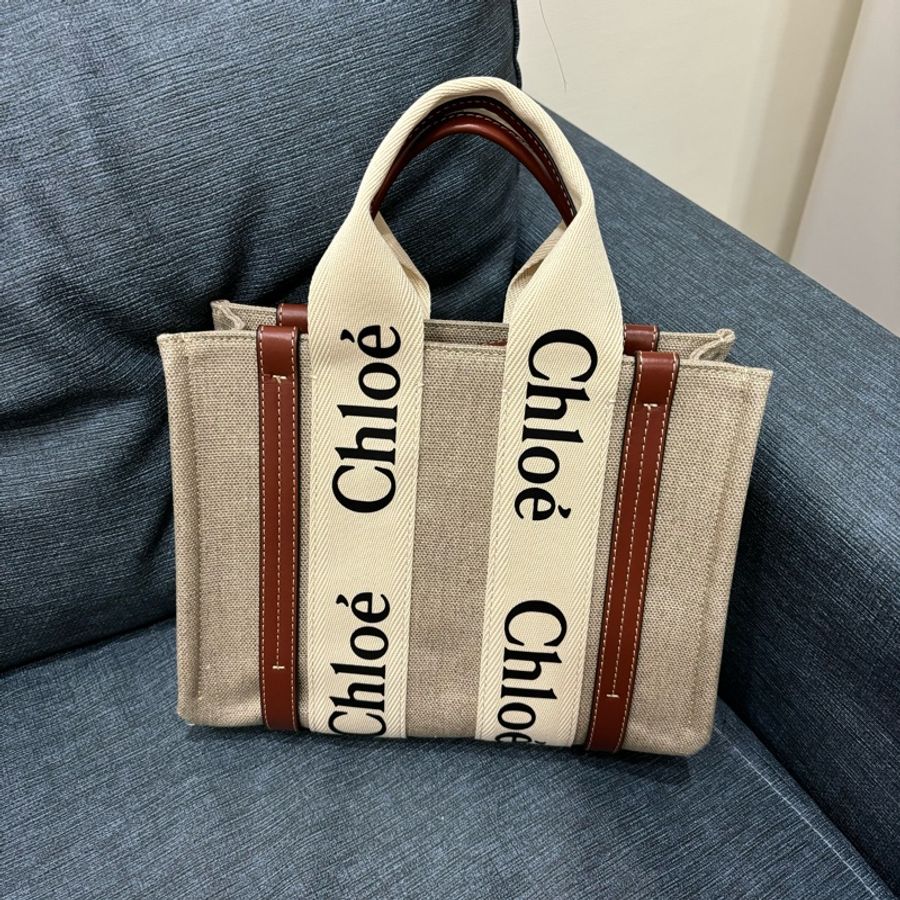 Chloe woody tote bag 小號帆布包 咖焦糖咖色-0