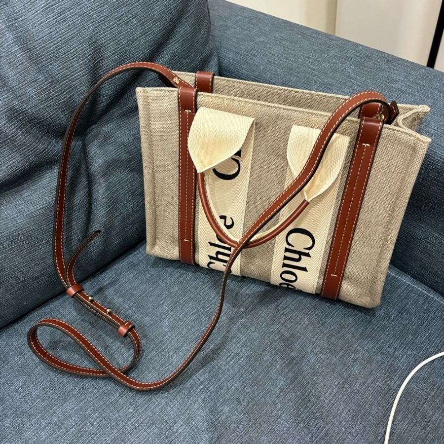 Chloe woody tote bag 小號帆布包 咖焦糖咖色-3