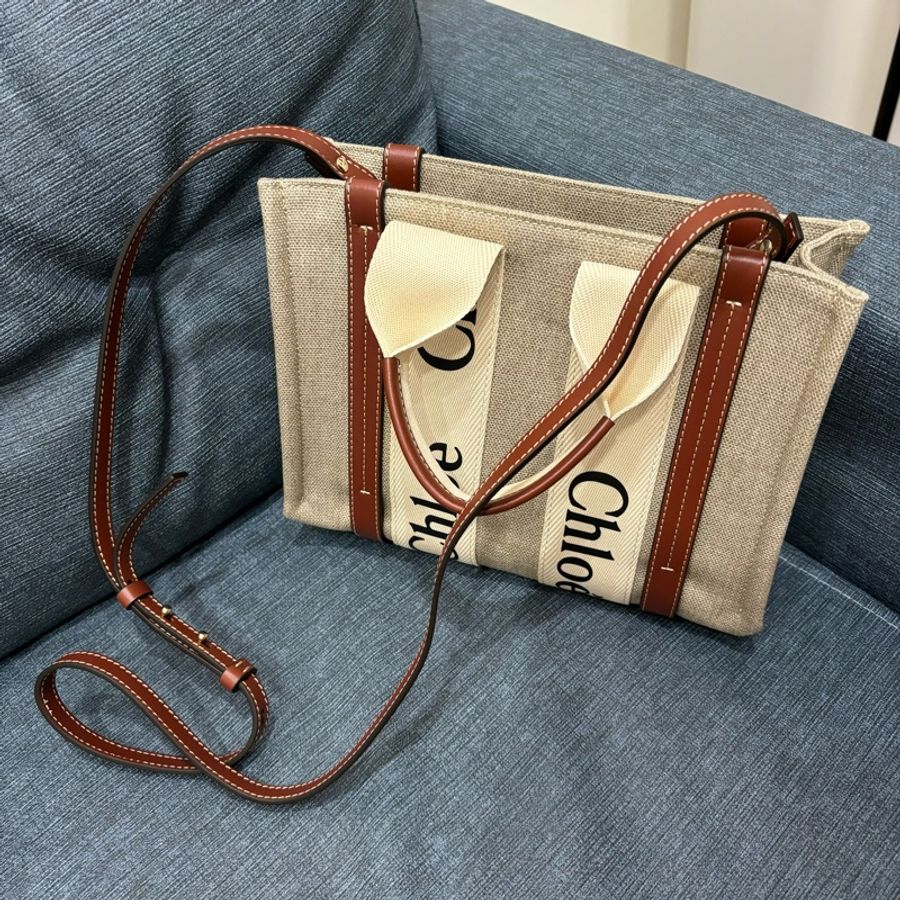Chloe woody tote bag 小號帆布包 咖焦糖咖色-11