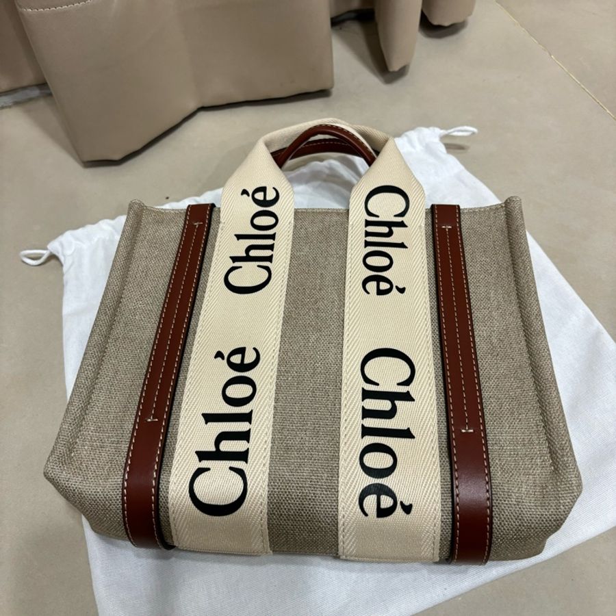 Chloe woody tote bag 小號帆布包 咖焦糖咖色-12