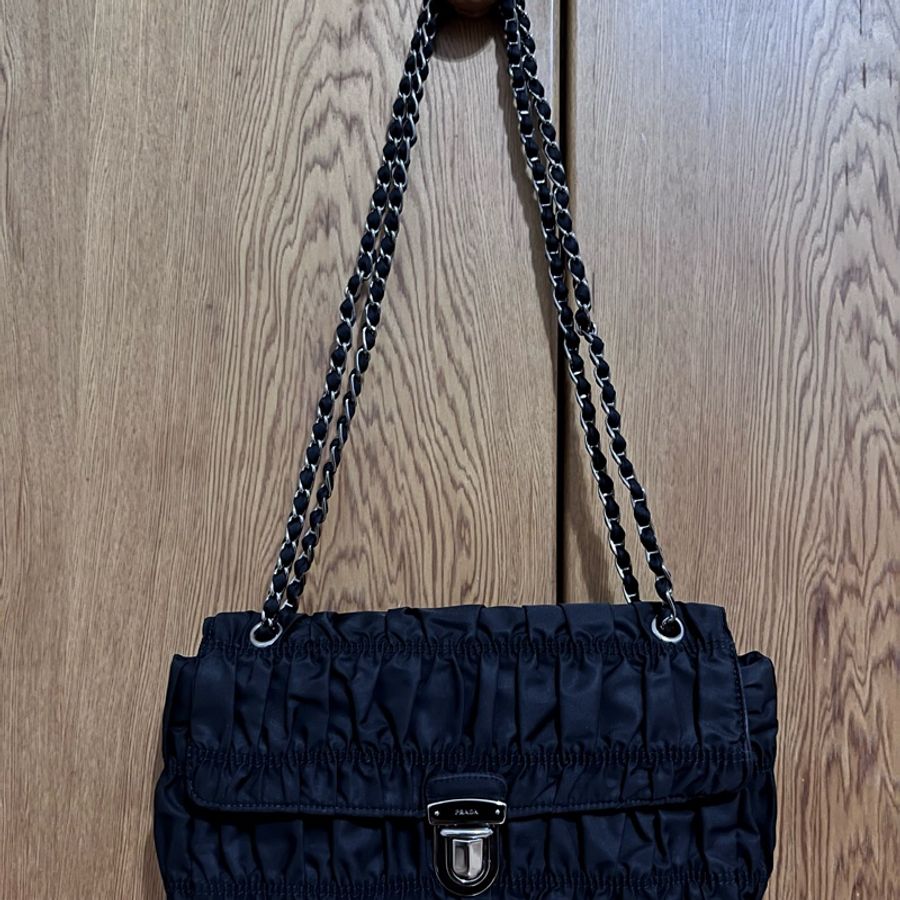 Prada 銀鍊 肩背 側斜背包-1