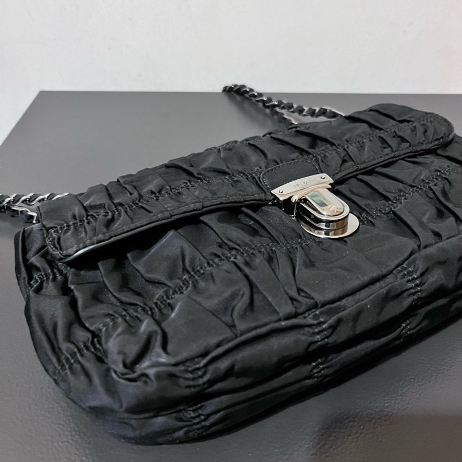Prada 銀鍊 肩背 側斜背包-2
