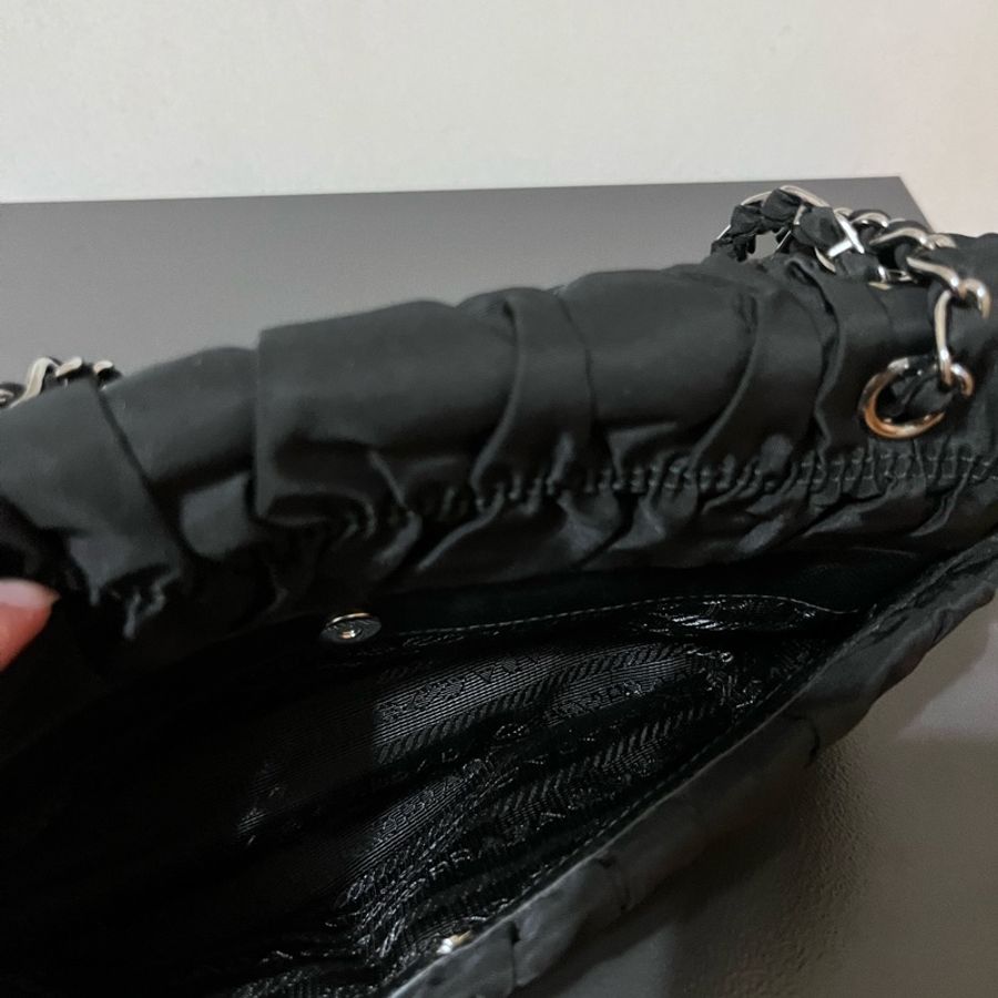 Prada 銀鍊 肩背 側斜背包-14