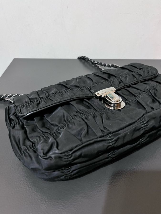 Prada 銀鍊 肩背 側斜背包-10