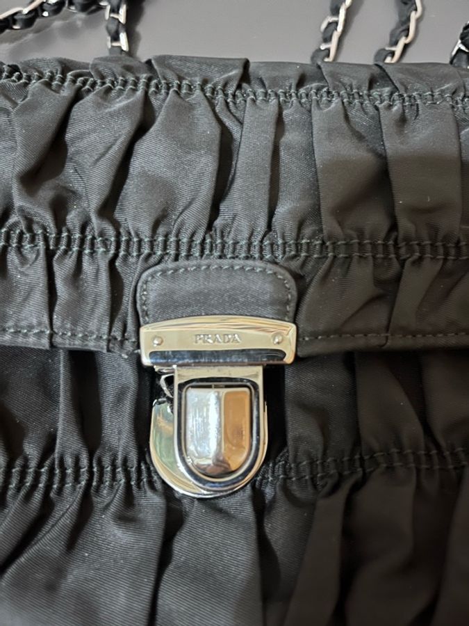 Prada 銀鍊 肩背 側斜背包-16