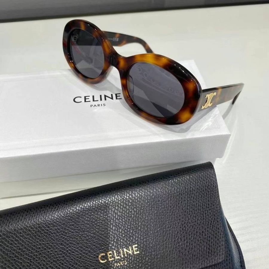 Celine  Lisa 同款 玳瑁色凱旋門logo 太陽眼鏡-5