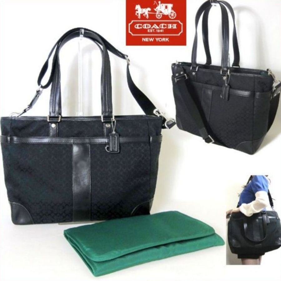 國外購回全新正品COACH蔻馳 黑色手提/肩背/斜背/拖特包/媽媽包F77156-0