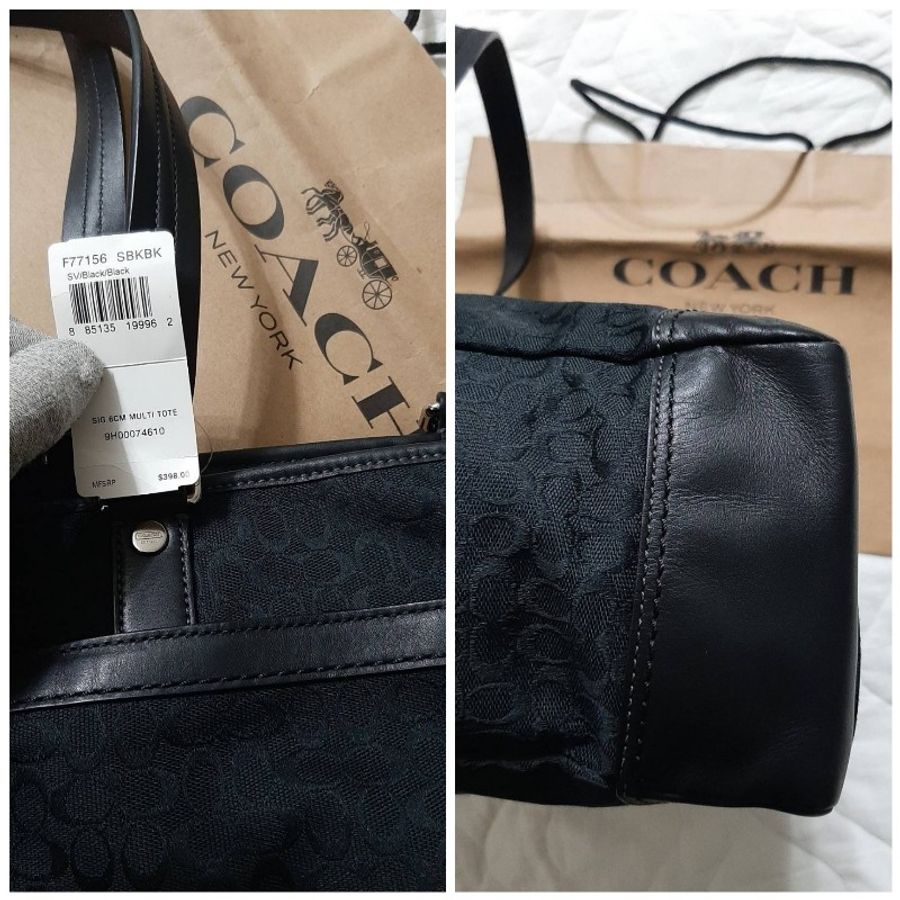 國外購回全新正品COACH蔻馳 黑色手提/肩背/斜背/拖特包/媽媽包F77156-5