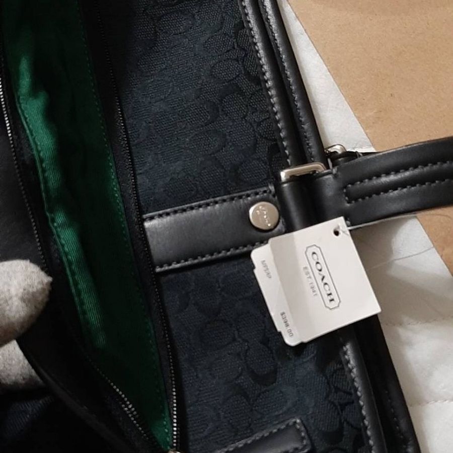 國外購回全新正品COACH蔻馳 黑色手提/肩背/斜背/拖特包/媽媽包F77156-7