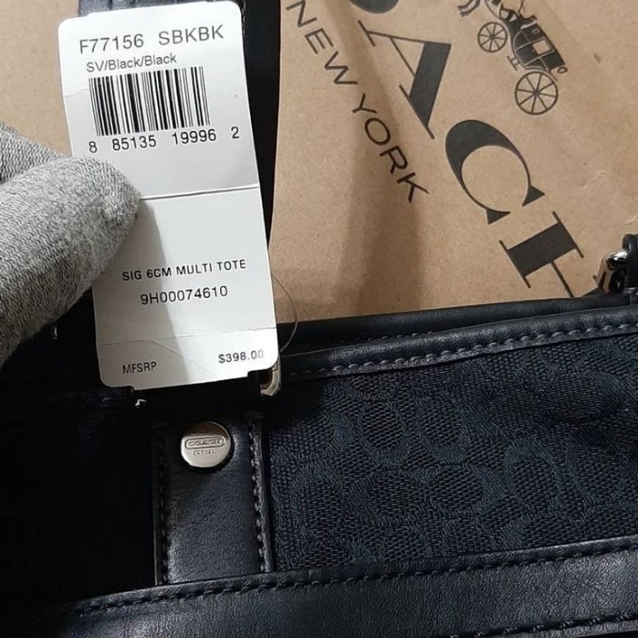 國外購回全新正品COACH蔻馳 黑色手提/肩背/斜背/拖特包/媽媽包F77156-8
