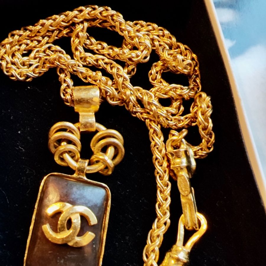 少見重工款香奈兒Chanel Vintage方糖項鍊-0