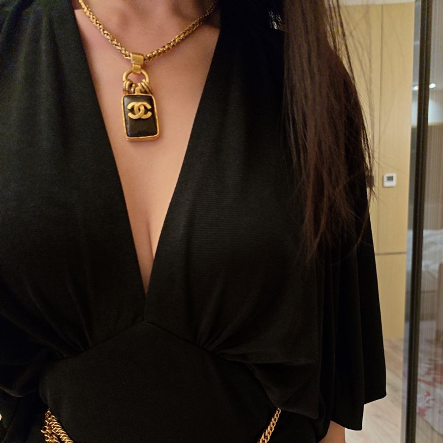 少見重工款香奈兒Chanel Vintage方糖項鍊-20