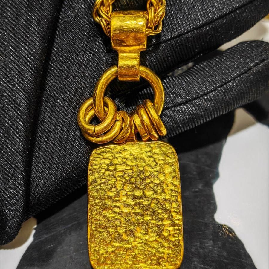 少見重工款香奈兒Chanel Vintage方糖項鍊-9