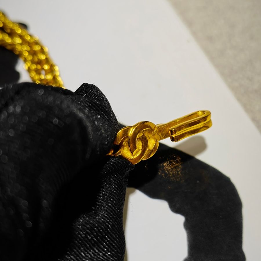 少見重工款香奈兒Chanel Vintage方糖項鍊-15