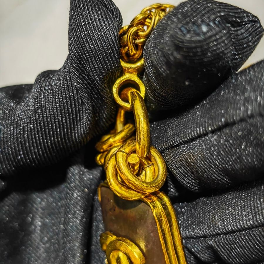 少見重工款香奈兒Chanel Vintage方糖項鍊-17