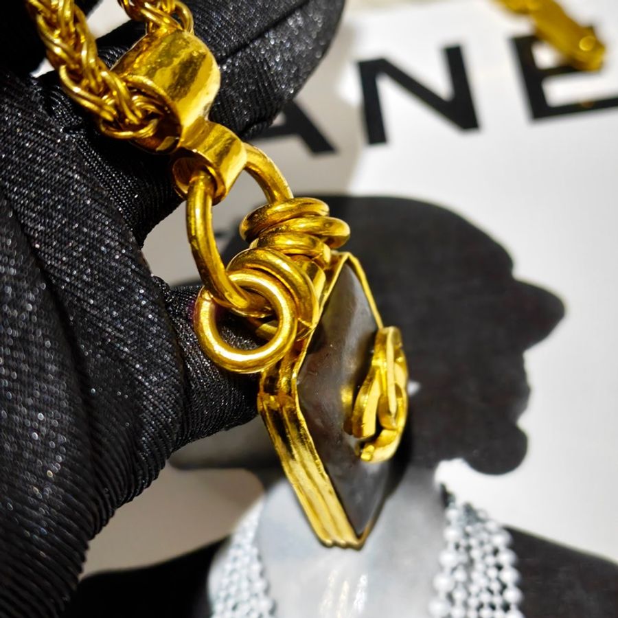少見重工款香奈兒Chanel Vintage方糖項鍊-18