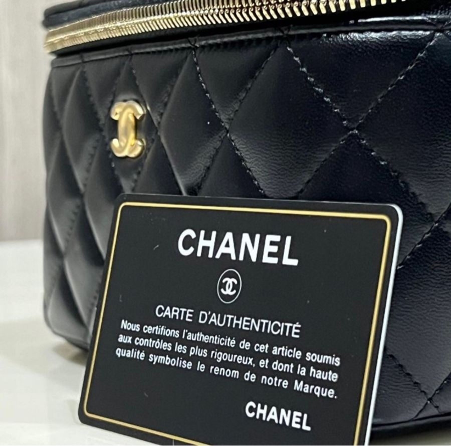 香奈兒 Chanel羊皮金球長盒子 化妝包-4