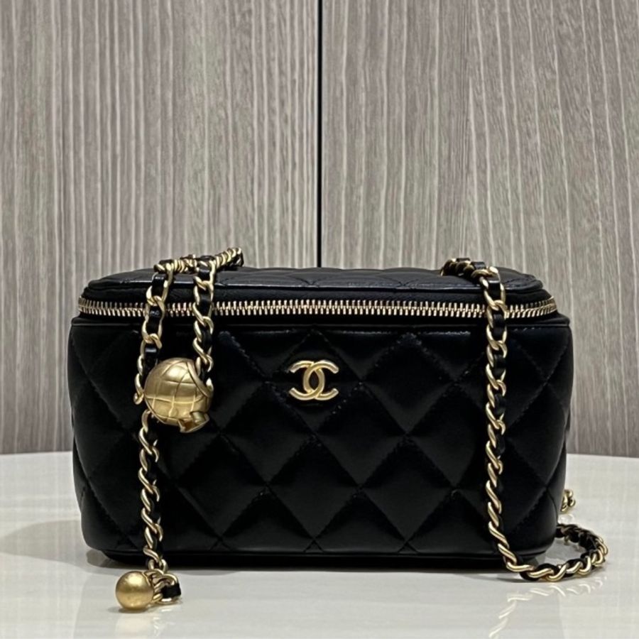 香奈兒 Chanel羊皮金球長盒子 化妝包-5