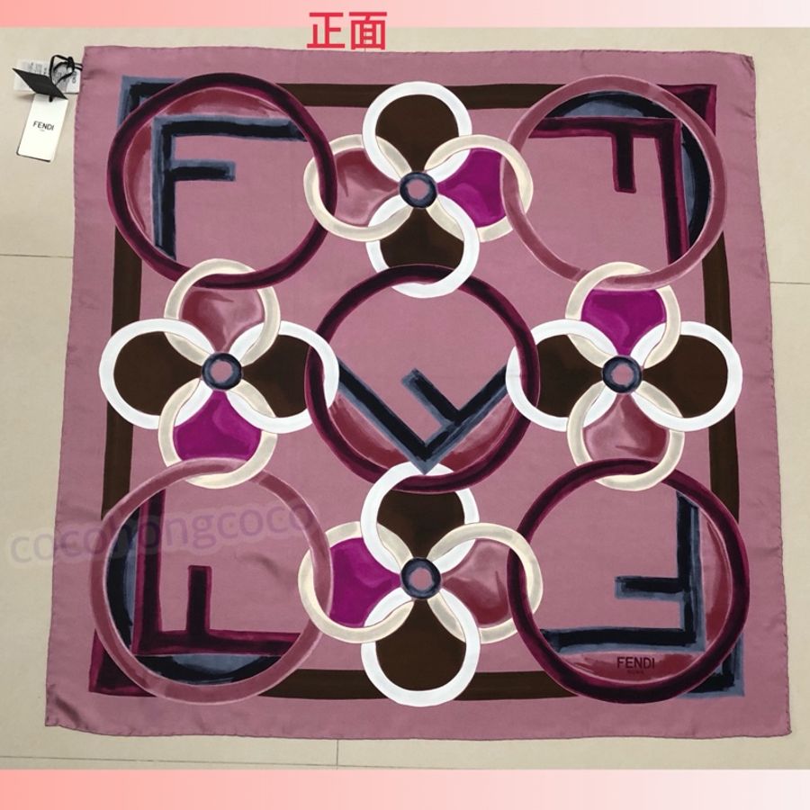 FENDI紫色花朵絲巾-0
