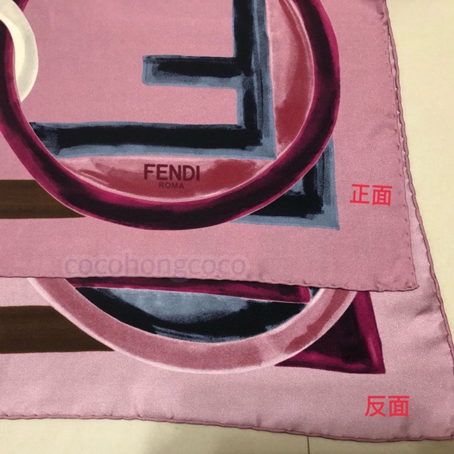 FENDI紫色花朵絲巾-5