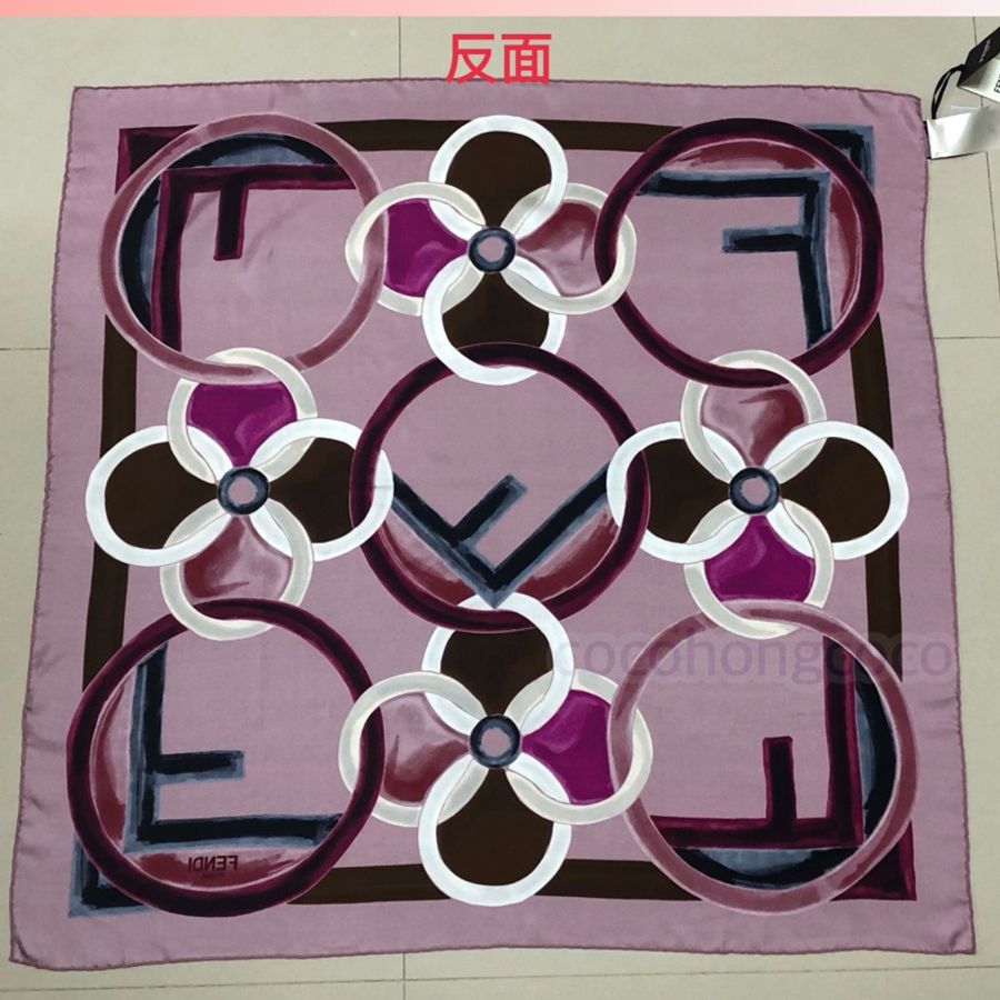FENDI紫色花朵絲巾-6
