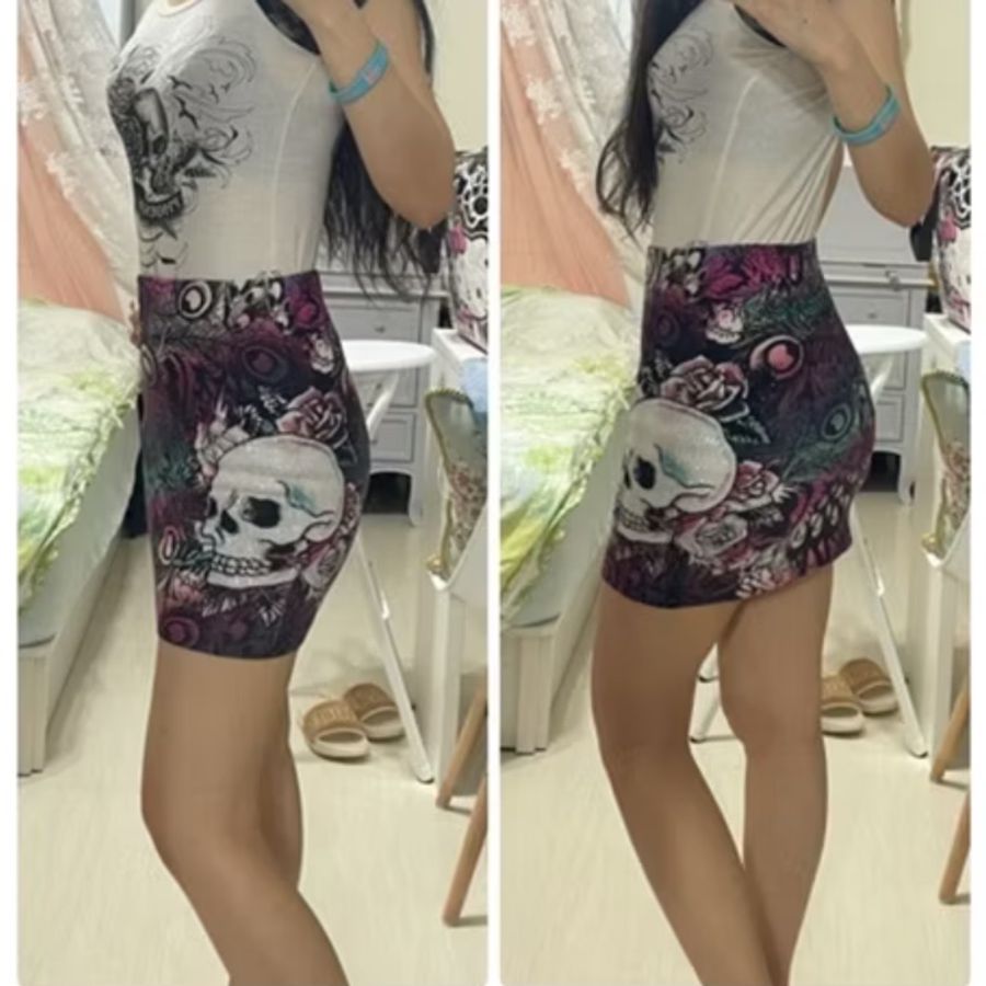 共五款-美國潮牌ED HARDY老虎頭標誌愛殺骷髏頭玫瑰彩色塗鴉貼鑽連身長裙 連身裙 洋裝 短裙 外套-11