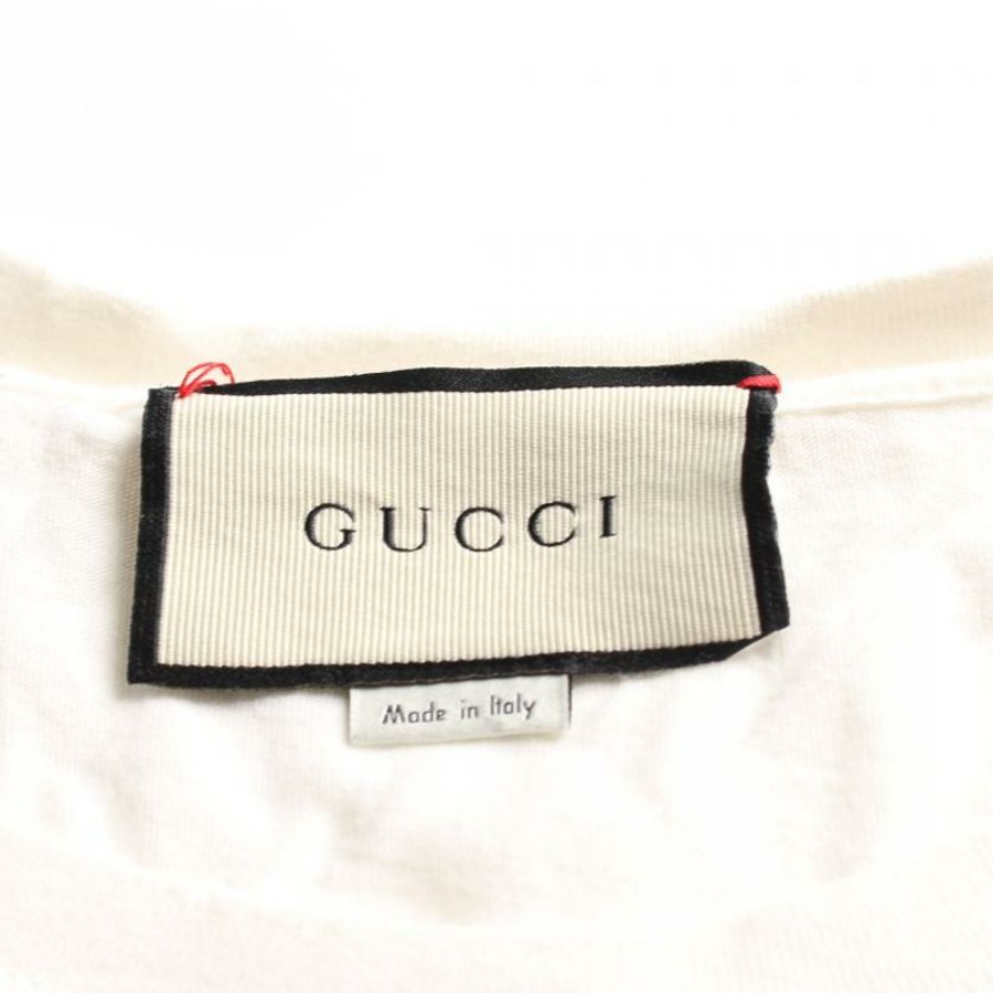 【日本直送】 GUCCI T-shirt cotton white multicolor tiger print damage processing-2