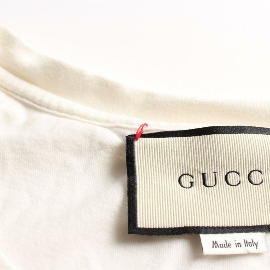 【日本直送】 GUCCI T-shirt cotton white multicolor tiger print damage processing-5