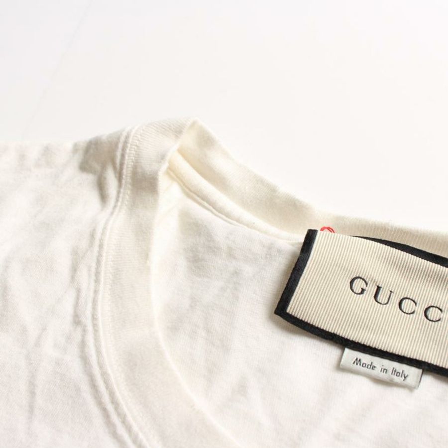 【日本直送】 GUCCI T-shirt cotton white multicolor tiger print damage processing-6