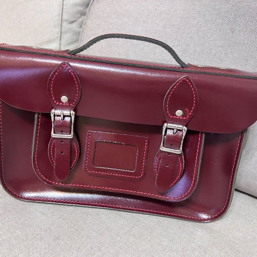 The Leather Satchel Co. 14吋 英國手工牛皮劍橋包 手提包 肩背包 側肩包-0