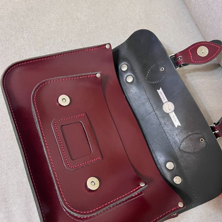The Leather Satchel Co. 14吋 英國手工牛皮劍橋包 手提包 肩背包 側肩包-1