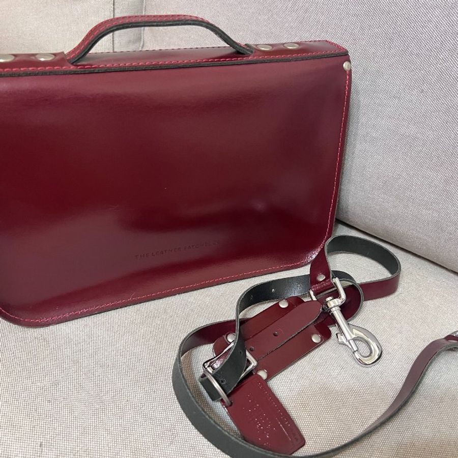 The Leather Satchel Co. 14吋 英國手工牛皮劍橋包 手提包 肩背包 側肩包-4