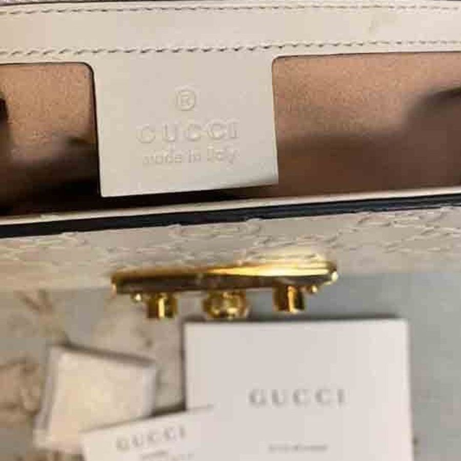 Gucci 絕美的黑白logo牛皮壓紋二用美包-11