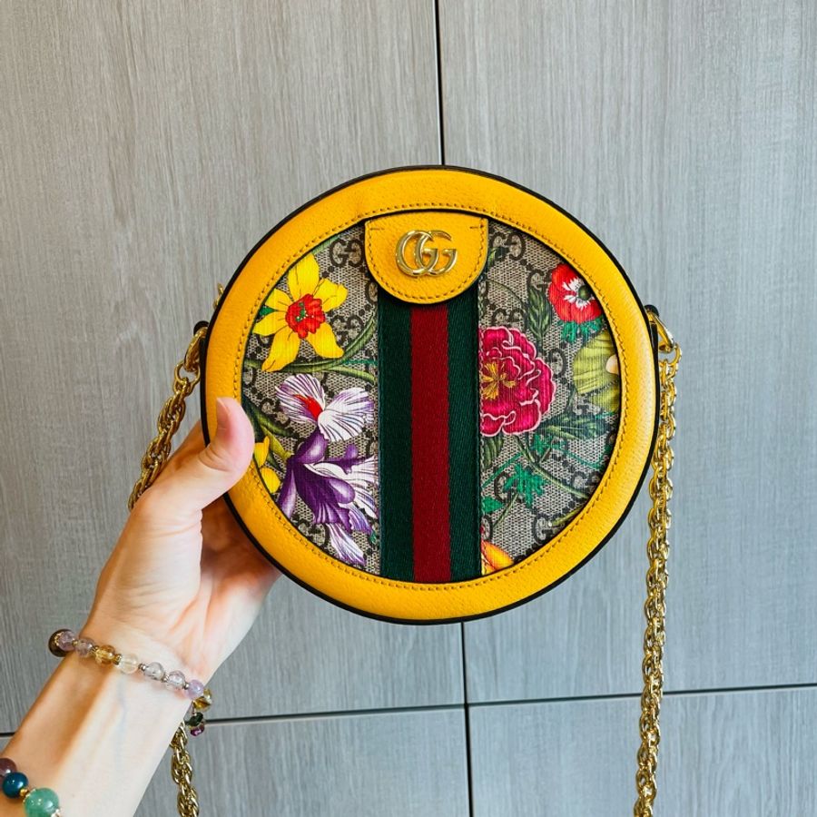 二手正品/近全新Gucci Ophidia Flora系列/Gucci 花卉圓餅包~看圖看內文-0