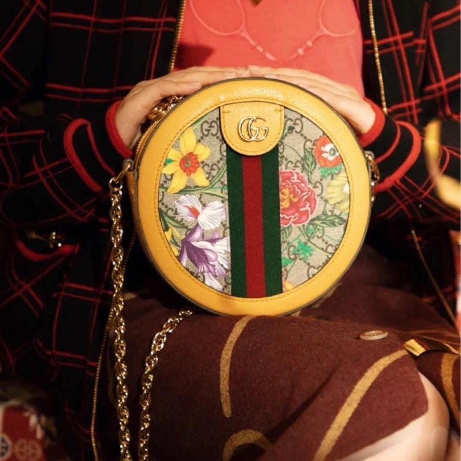 二手正品/近全新Gucci Ophidia Flora系列/Gucci 花卉圓餅包~看圖看內文-7