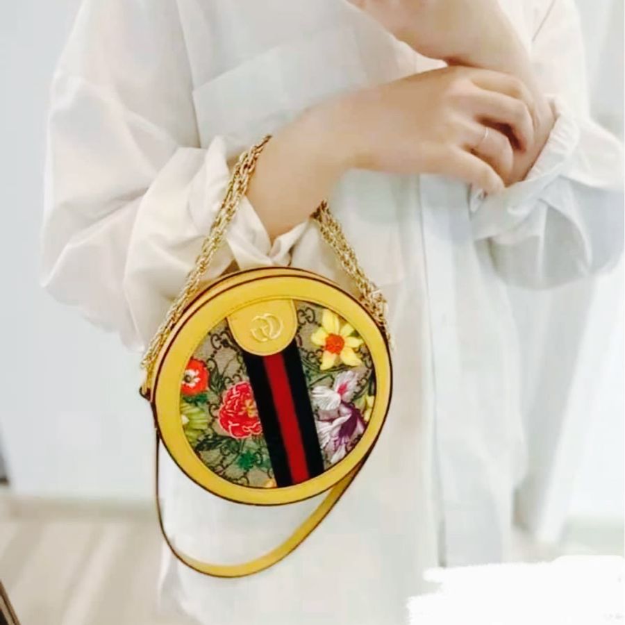 二手正品/近全新Gucci Ophidia Flora系列/Gucci 花卉圓餅包~看圖看內文-11