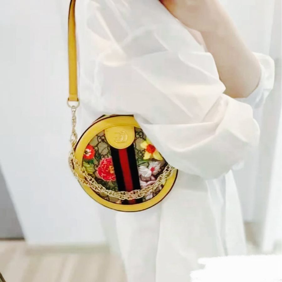 二手正品/近全新Gucci Ophidia Flora系列/Gucci 花卉圓餅包~看圖看內文-12