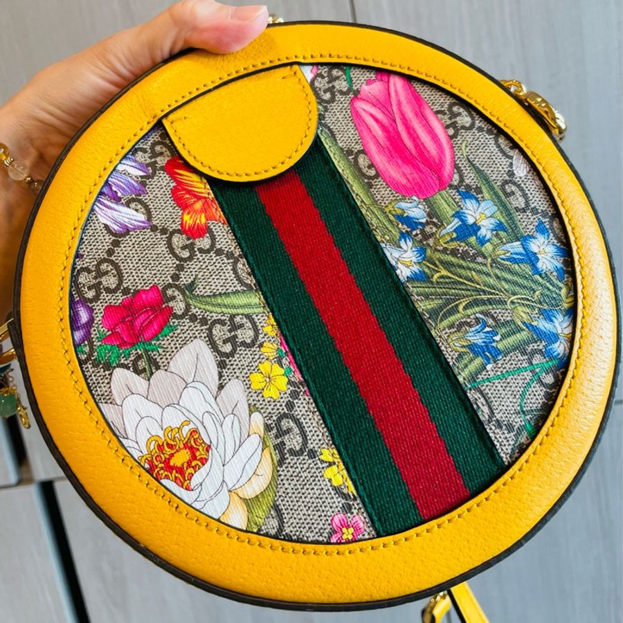 二手正品/近全新Gucci Ophidia Flora系列/Gucci 花卉圓餅包~看圖看內文-16